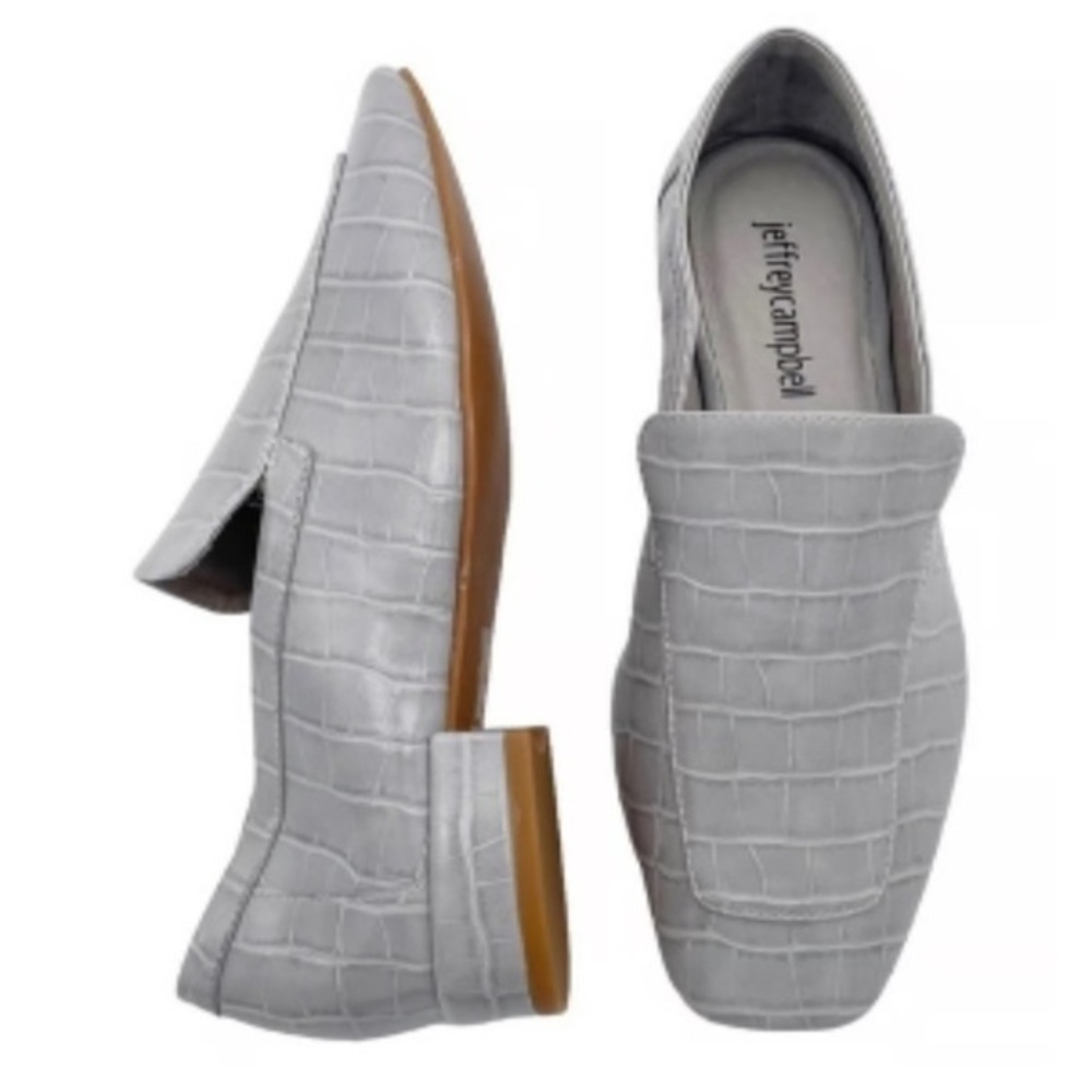 NEW JEFFREY CAMPBELL MARKO CROC EMBOSSED LOAFER IN GREY CROC SIZE 10 - Picture 2 of 16